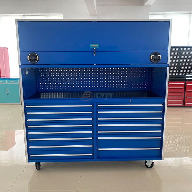 Gabinetes de garaje con ruedas azules