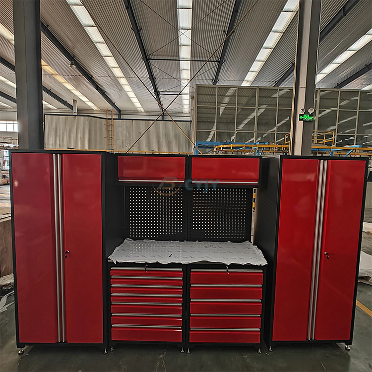 Gabinete de herramientas industrial con múltiples cajones multifunción rojo